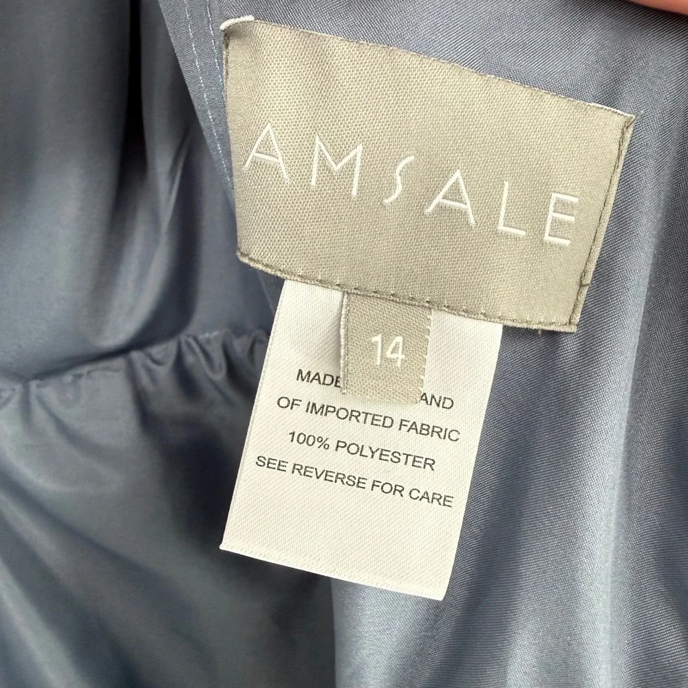 AMSALE‎ SLATE BLUE MAXI BRIDESMAID FORMA DRESS SIZE 14